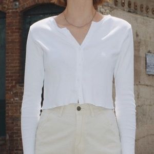 Brandy Melville ZELLY LONG SLEEVE TOP White